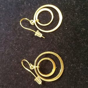 Goldtone double ring French hook pierced earrings